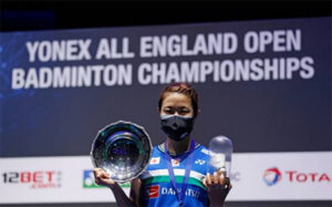 Congratulations to Nozomi Okuhara for winning the 2021 All England title.(photo: Adrian Dennis/AFP via Getty Images)