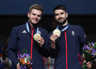 Marcus Ellis/Chris Langridge win gold at the 2019 European Games. (photo: BWF)