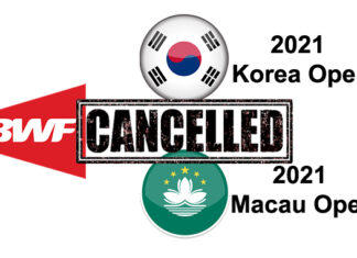 Korea Open, Macau Open canceled due to Covid-19 pandemic. (photo: BWF)