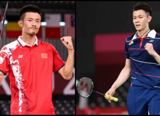 Chen Long (L) beat Lee Zii Jia at the last 16 of the 2020 Tokyo Olympics. (photo: Lintao Zhang/Getty Images)