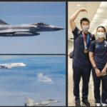 Four fighter jets escort the Taiwanese badminton team back to Taiwan. (photo: CNA)