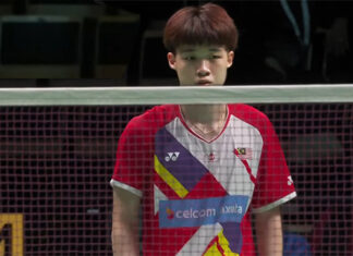 Ng Tze Yong secures a point for the Malaysian team in the tie against Egypt at the 2021 Sudirman Cup.