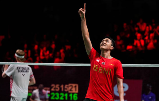 Jonatan Christie's win against Anders Antonsen on Saturday was a turning point for Indonesia to eventually able to Denmark 3-1 in the 2020 Thomas Cup semi-final. (photo: Shi Tang/Getty Images)