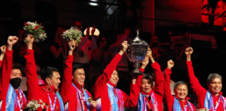 Indonesia beats China 3-0 to win its 14th Thomas Cup title on Sunday, in Aarhus, Denmark.