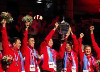 Indonesia beats China 3-0 to win its 14th Thomas Cup title on Sunday, in Aarhus, Denmark.