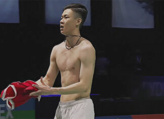 Lee Zii Jia beats Kento Momota in the 2021 Sudirman Cup semi-finals.
