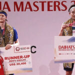 Kento Momota Wins 2021 Indonesia Masters – His First BWF World Tour Title in 1 Year And 10 Months Kento Momota (R) and Anders Antonsen pose for pictures at the 2021 Indonesia Masters award ceremony.