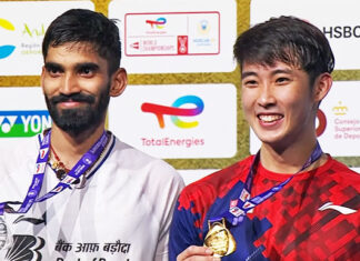 Loh Kean Yew (R) stuns the badminton world by winning the 2021 BWF World Championships.