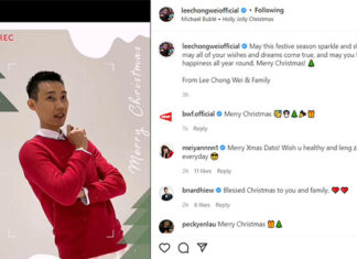 Lee Chong Wei sends Christmas greetings to all badminton fans. (photo: Lee Chong Wei's Instagram)