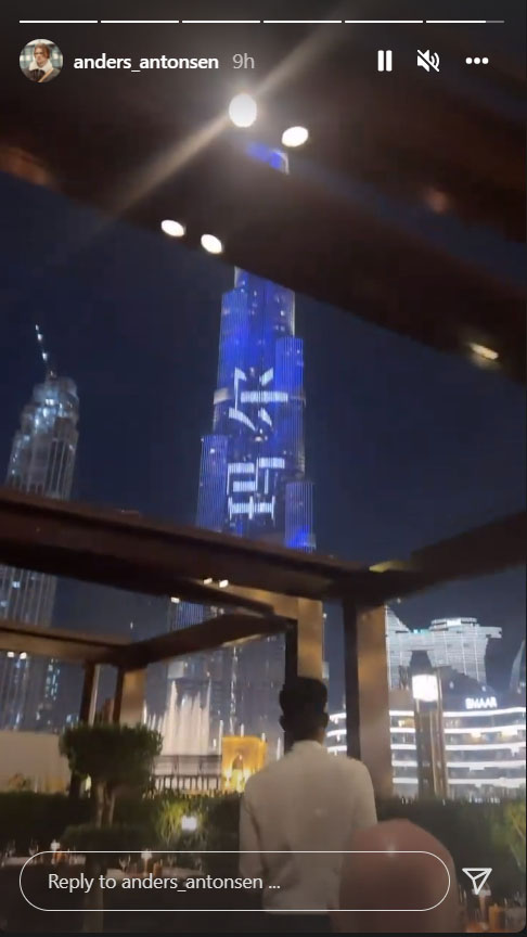 Anders Antonsen then posted picture of Burj Khalifa in his Instagram story on Sunday night or early Monday morning. (photo: Anders Antonsen's Instagram)