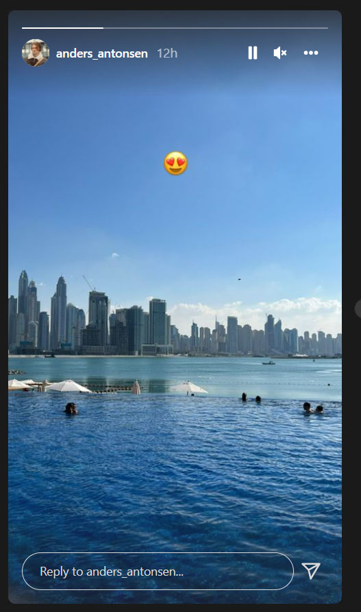 Scenery of Dubai from Instagram story of Anders Antonsen. (photo: Anders Antonsen's Instagram)