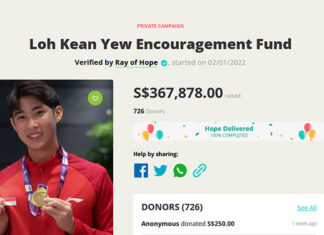 Crowdfunding for Loh Kean Yew Ends, With a Total Raise of S$417,878. (photo: rayofhope.sg)