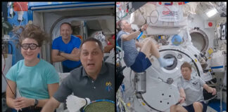 Japanese billionaire - Yusaku Maezawa, his business assistant Yozo Hirano, and other space station astronauts play floating Badminton matches in outer space. (photo: ESA/NASA)