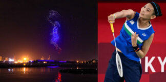 The amazing drone light show creates a portrait of Tai Tzu Ying. (photo: Kaohsiung City)