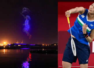 The amazing drone light show creates a portrait of Tai Tzu Ying. (photo: Kaohsiung City)