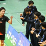 Kento Momota lifts his team - NTT East over Kanazawa Gakuin Club in the 2021 S/J League second round last Sunday.(photo: J. Sugawara)