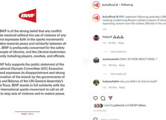 BWF Condemns Russia's invasion of Ukraine, cancels all tournaments in Russia and Belarus. (photo: BWF)
