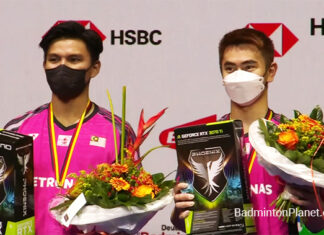 Goh Sze Fei/Nur Izzuddin win the 2022 German Open despite a knee injury. (photo: BWF)