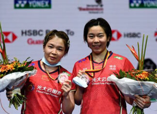 Chen Qingchen (L)/Jia Yifan were supposed to play Low Yeen Yuan/Valeree Siow of Malaysia in the first round of the 2022 Swiss Open. (photo: Xinhua)