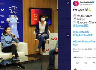 Can't wait to see Carolina Marin in action again! (photo: Carolina Marin's Twitter)