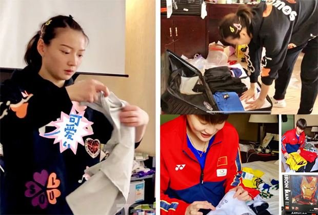 Huang Yaqiong and Chen Yufei have a lot of things to pack to get ready for the six-month training and competitions overseas. (photo: Weibo) Huang Yaqiong and Chen Yufei have a lot of things to pack to get ready for the six-month training and competitions overseas. (photo: Weibo)