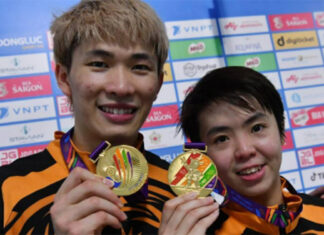Congratulations to Chen Tang Jie/Peck Yen Wei for winning the 2021 SEA Games mixed doubles gold medal. (photo: Bernama)