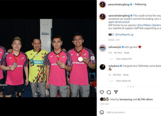 Aaron Chia is upbeat despite the 2022 Badminton Asia Championships final loss. (photo: Aaron Chia's Instagram)