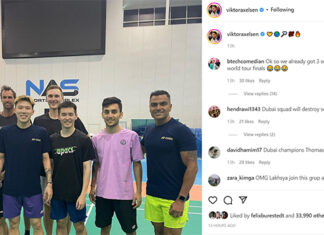 Lakshya Sen reunited with Viktor Axelsen and Loh Kean Yew in Dubai. (photo: Viktor Axelsen's Instagram)