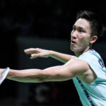 Kento Momota was seen practicing at the Axiata Arena on Sunday. (photo: Shi Tang/Getty Images)