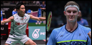 Kento Momota and Viktor Axelsen are on course for a possible mouth-watering Malaysia Open final showdown. (photo: AFP/Getty Images)