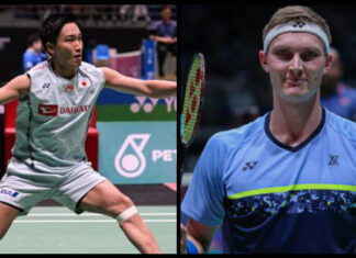 Kento Momota and Viktor Axelsen are on course for a possible mouth-watering Malaysia Open final showdown. (photo: AFP/Getty Images)