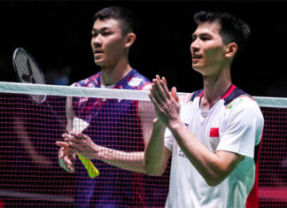 Lee Zii Jia Loses to Zhao Jun Peng in 2022 World Championships 3rd round. (photo: Shi Tang/Getty Images)