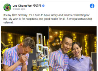 Happy 40th birthday to Lee Chong Wei. (photo: Lee Chong Wei's Facebook)