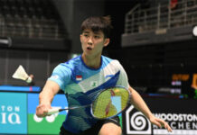 Loh Kean Yew survives a tough challenge from Li Shi Feng in the three-set comeback. (photo: Luis Veniegra/Getty Images)