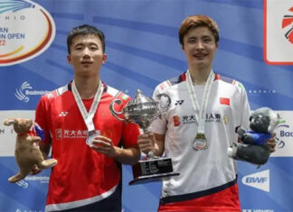 Shi Yu Qi beats Lu Guang Zu to win the 2022 Australian Open. (photo: Xin Hua)