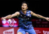 Chou Tien Chen faces Anthony Sinisuka Ginting in Hylo Open final. (photo: Shi Tang/Getty Images)