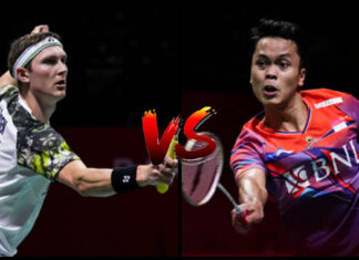 Viktor Axelsen faces Anthony Sinisuka Ginting in the 2022 BWF World Tour Finals men's singles final. (photo: Shi Tang/Getty Images)