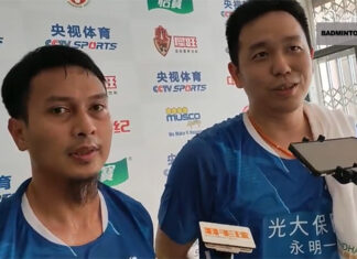 Hendra Setiawan/Mohammad Ahsan lose to Liang Wei Keng/Wang Chang at 2023 China Badminton Super League (CBSL). (photo: Weibo)