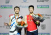 Angus Ng Ka Long (left) and Li Shi Feng pose for pictures during the 2023 German Open awards ceremony. (photo: German Open)