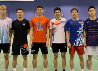 Lee Zii Jia trains with Angus Ng Ka Long and Lee Cheuk Yiu in Hong Kong. (photo: Team LZJ)
