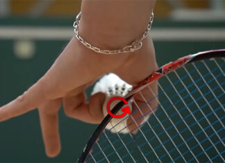 The "unreturnable" badminton spin-serve. (photo: Tobias Wadenka YouTube)