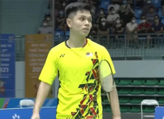 Jacky Kok Jing Hong beats Saran Jamsri in third men's singles to clinch victory and send Malaysia into the SEA Games men's team final. (photo: YouTube)