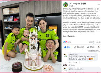Lee Chong Wei posts adorable pictures and wishes his wife Wong Mew Choo a happy birthday. (photo: Lee Chong Wei's Facebook)