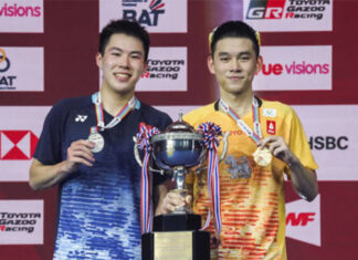 Kunlavut Vitidsarn claims the 2023 Thailand Open. (photo: NurPhoto)