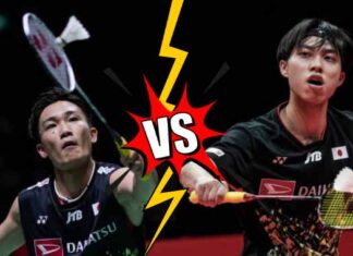 Kento Momota set to face Kodai Naraoka in semifinals of the 2023 All-Japan Badminton Championships. (photo: Shi Tang/Getty Images)