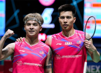 Ong Yew Sin and Teo Ee Yi delivered an impressive performance, securing a victory over the runners-up from last year's world championships, Kim Astrup and Anders Skaarup Rasmussen, in the second round of the 2024 Malaysia Open. (photo: Shi Tang/Getty Images)