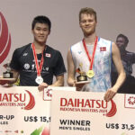 Anders Antonsen, Wang Zhi Yi Win 2024 Indonesia Masters Anders Antonsen (R) and Brian Yang pose for pictures during the award ceremony. (photo: BWF)