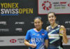 Carolina Marin shares the stage with Gregoria Mariska Tunjung at the 2024 Swiss Open awards ceremony. (photo: BWF)