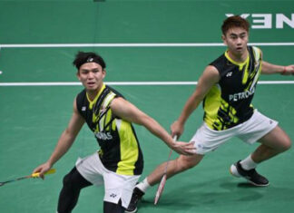 Goh Sze Fei/Nur Izzuddin opened the 2024 Badminton Asia Championships by upsetting World No. 2 Kang Min Hyuk/Seo Seung Jae. (Photo: Xinhua)