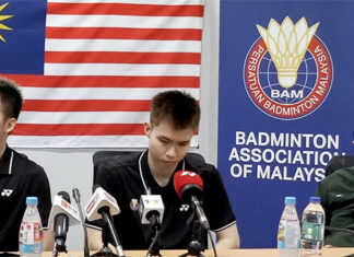 Aaron Chia, Soh Wooi Yik, and Rexy Mainaky (from left) during a press conference with Malaysian media. (Photo: Bernama)